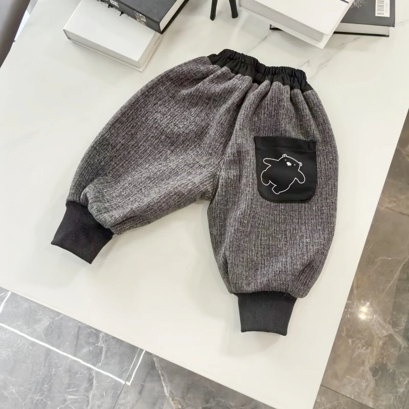 萌娃冬装男童加绒裤子儿童萝卜裤冬款厚男宝宝宽松冬季一体绒秋冬