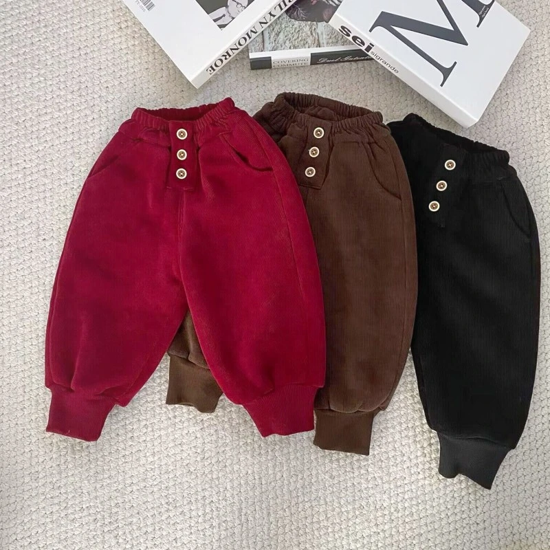 儿童加绒裤冬季男童女童加厚绒宝宝保暖卫裤中小童休闲裤冬款童装