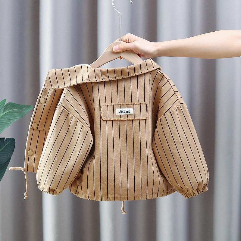 酷男童春装外套2024新款春秋童装儿童男宝宝条纹夹克男孩痞帅上衣