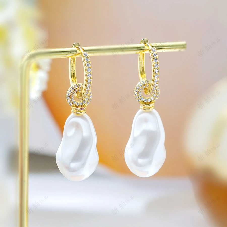 铜合金合成锆石耳饰 【珠光宝气】2024秋冬珠珠流苏轻奢风耳环1837