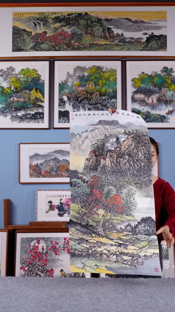 【闪购商品】绘画画芯无框张现军《秋山雅居》三尺整张