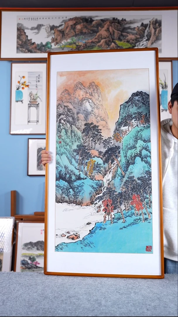 【闪购商品】绘画张光南《日照金山》手绘带框122*62