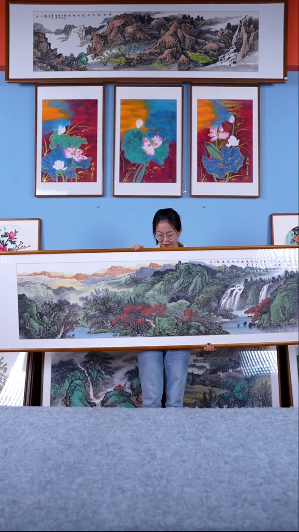 【闪购商品】绘画张现军《山水含灵韵》手绘带框234*64