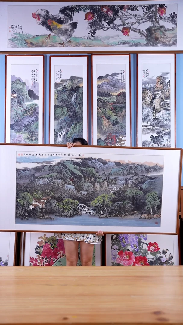 【闪购商品】绘画张现军《溪山吐翠》手绘带框174*84