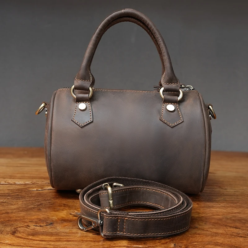 【鹿师傅】手提斜挎两用枕头真皮单肩包波士顿ZH082