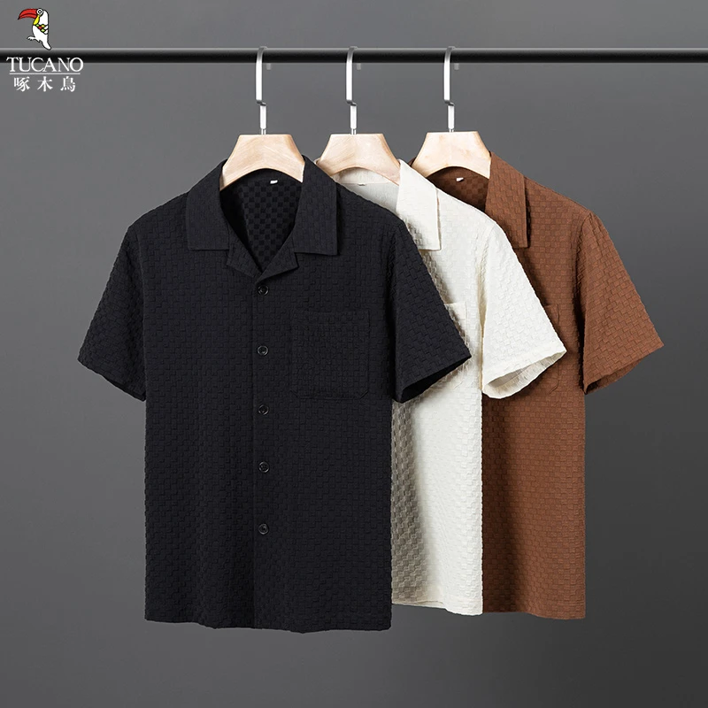 啄木鸟2024夏季时尚短袖短裤套装男士潮流半袖短裤纯色休闲两件套