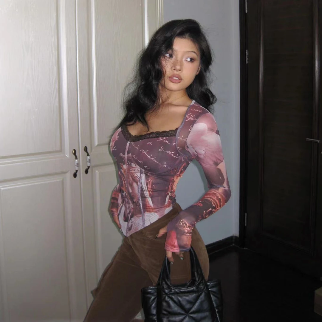 【Fcii】背丝花纹辣妹修身打底上衣H3S0754