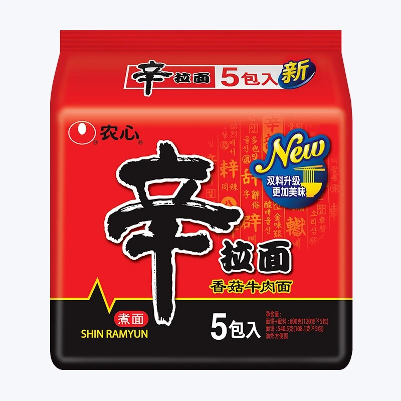农心辛拉面香菇牛肉面120g*5