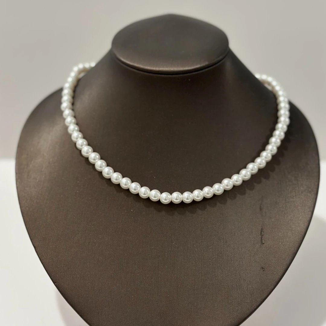 非金属仿珍珠项链 【吕大美人专属】圆珠银扣项链（元宝扣）