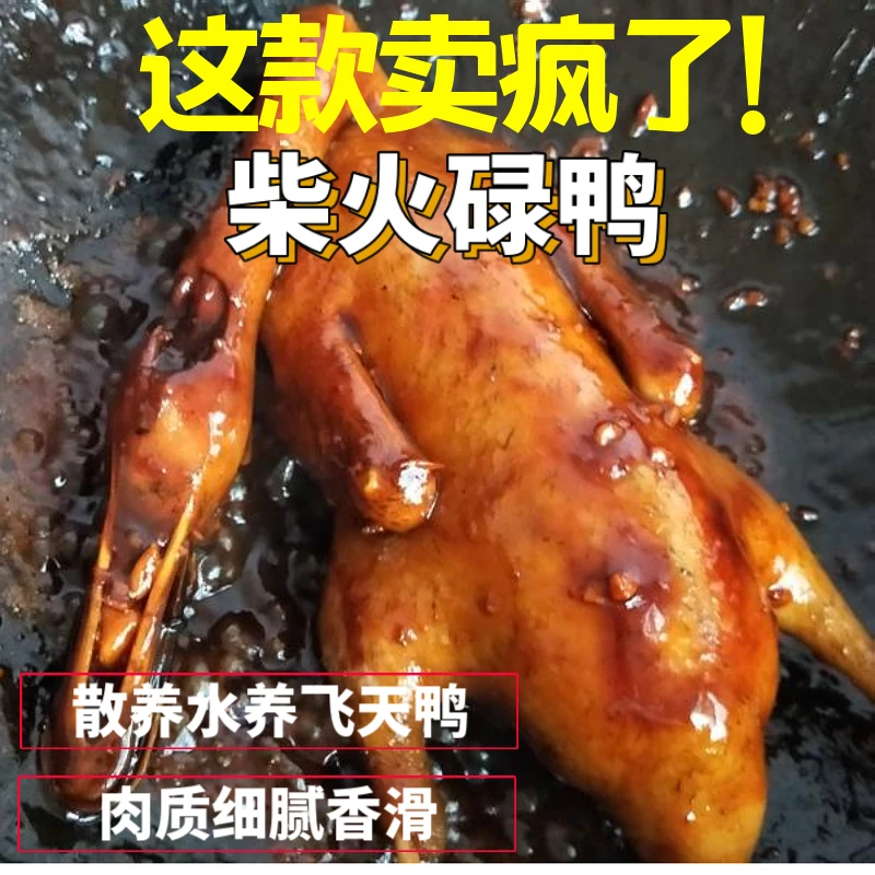 柴火飞天碌鸭，小青头（水鸭仔）熟食，单只净重1.5-2斤（含内脏）