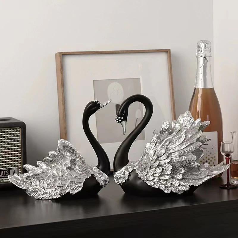 大号高规格轻奢客厅情侣天鹅摆件高级感家居酒柜电视柜装饰品礼物