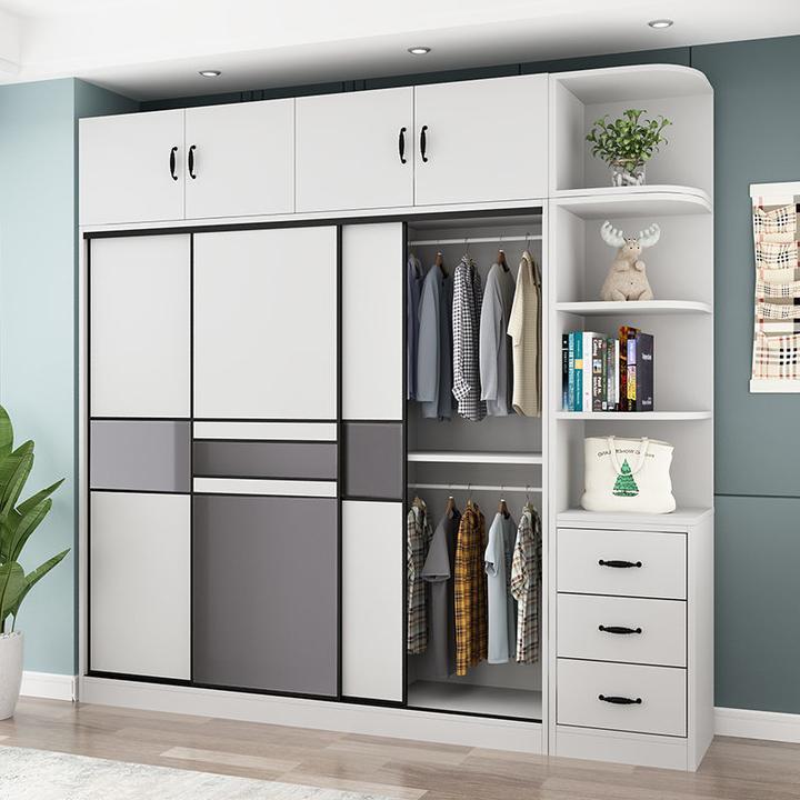 包安装衣柜推拉门家用卧室现代简约实木板式储物柜移门衣橱