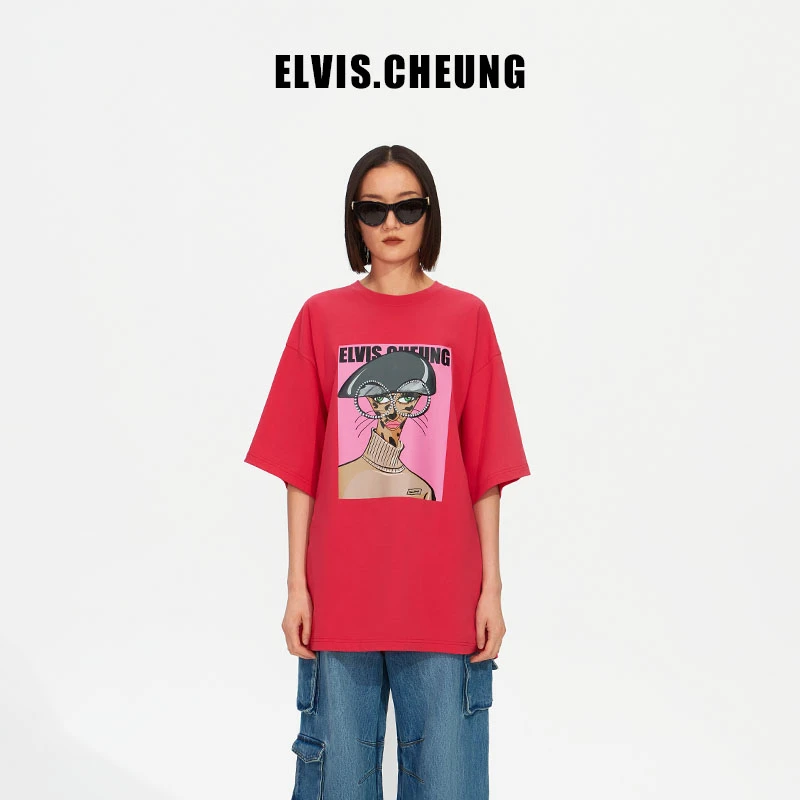 ELVIS.CHEUNG 23秋冬豹富奢潮大廓形休闲宽松短袖T恤【自播专享】