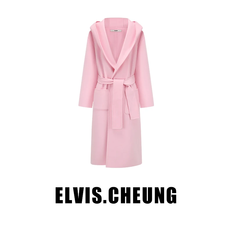 ELVIS.CHEUNG23秋冬羊绒彩色双面呢连帽一体大衣【自播专享】毛呢