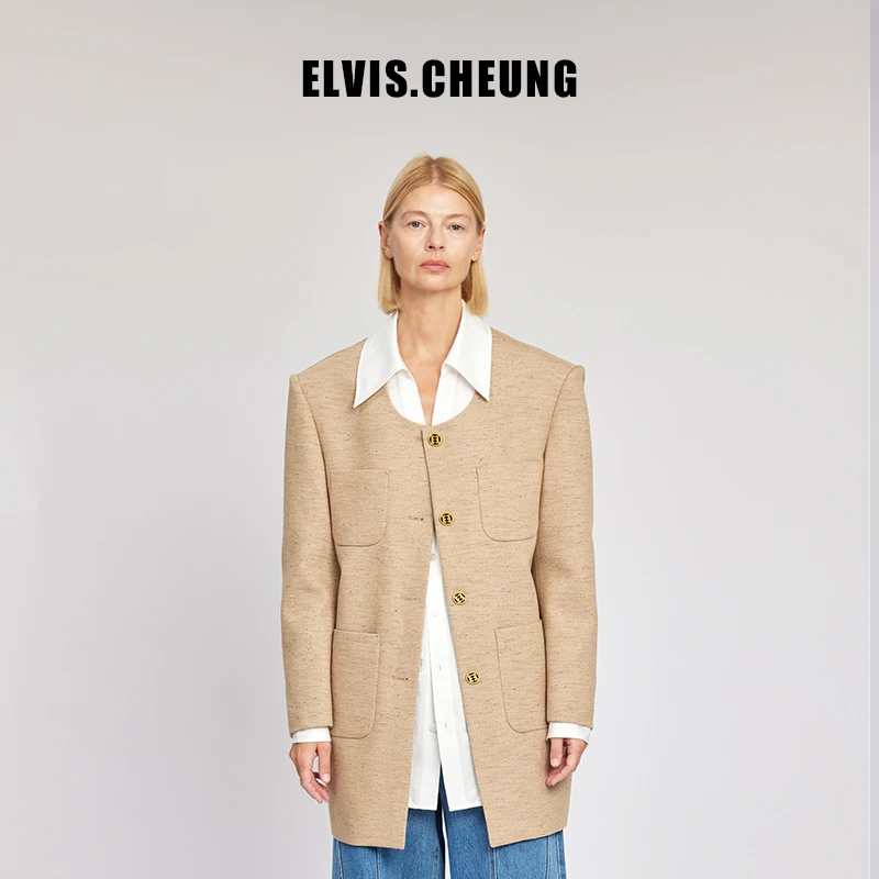 ELVIS.CHEUNG24春夏新品圆领复古阔版外套【自播专享】