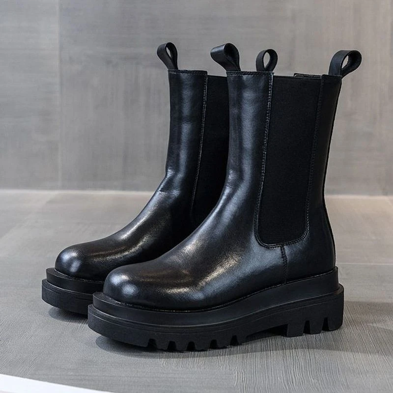 马丁靴女真皮新款烟筒短靴子小码31323334厚底小码女鞋31-34