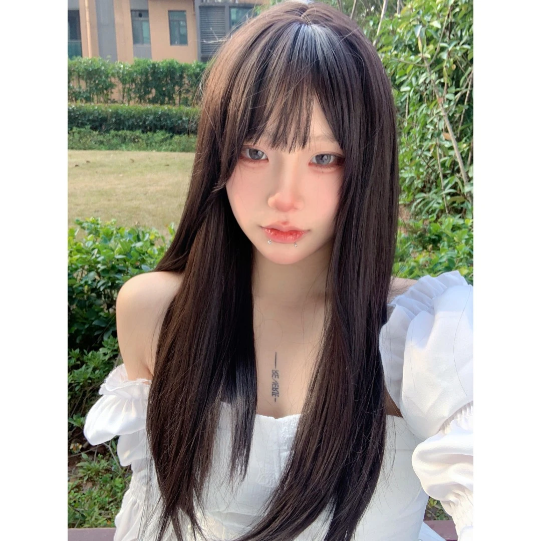 自然黑色长直发假发女韩系整顶全头套仿真网红女团潮色lo逼真均码