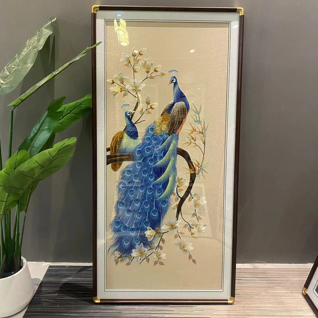 [金孔雀]高端织锦绣福禄刺绣挂画迎门玄关装饰画苏绣走廊墙壁画