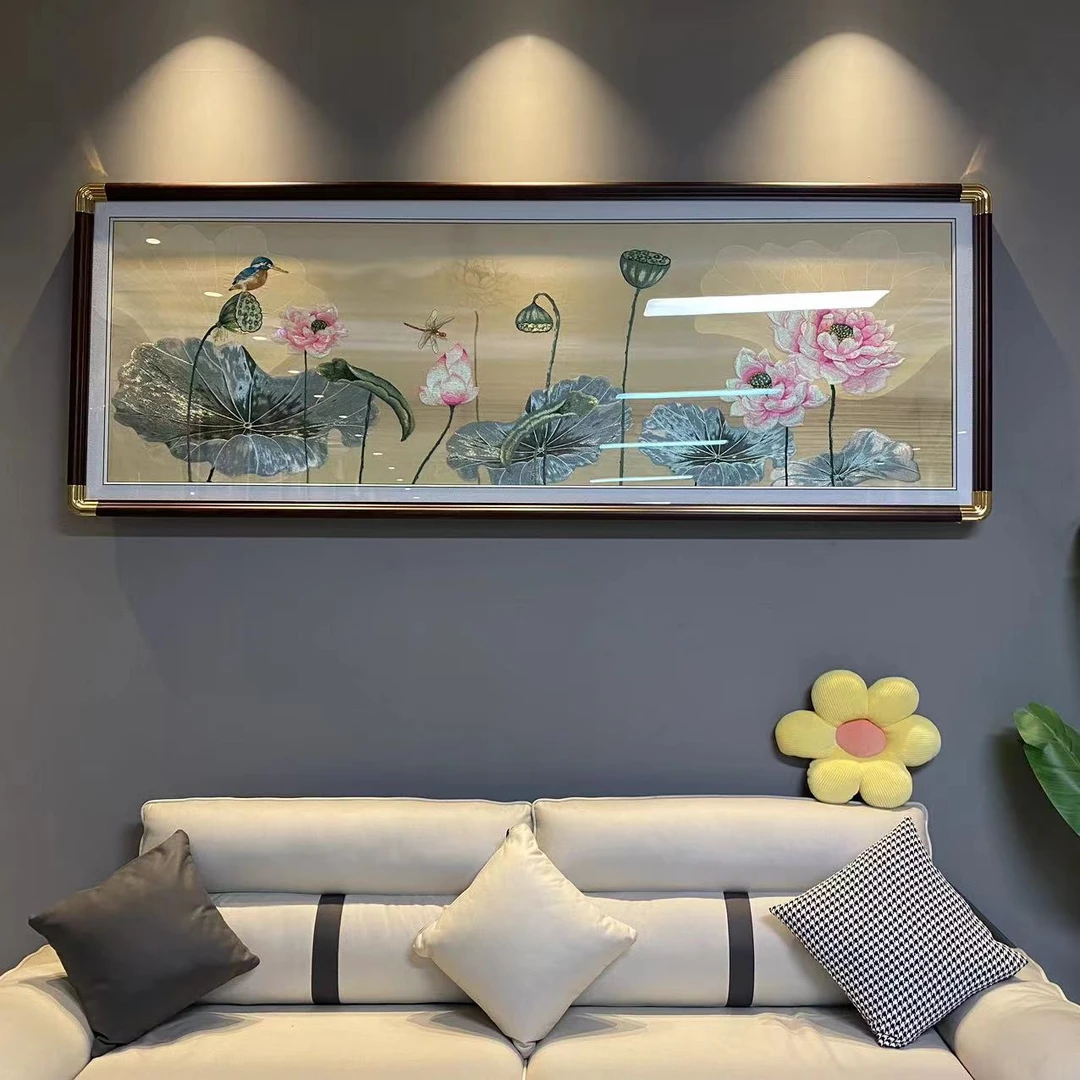【翠影荷花图】织锦绣苏州刺绣沙发背景墙装饰画挂画风景壁画