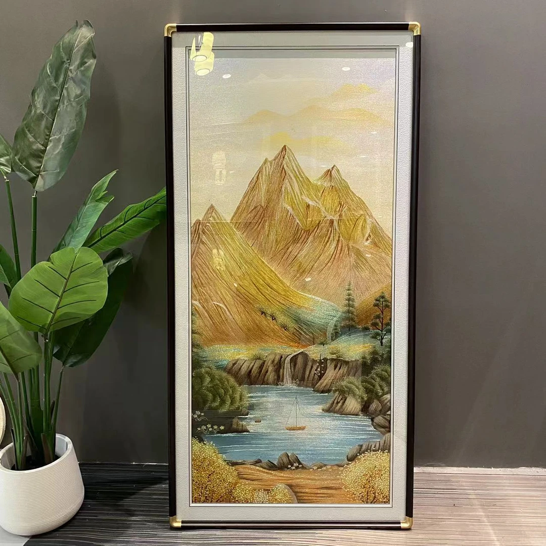 【金山聚宝盆】织锦绣成品新中式简约轻奢玄关装饰画进门苏绣壁画