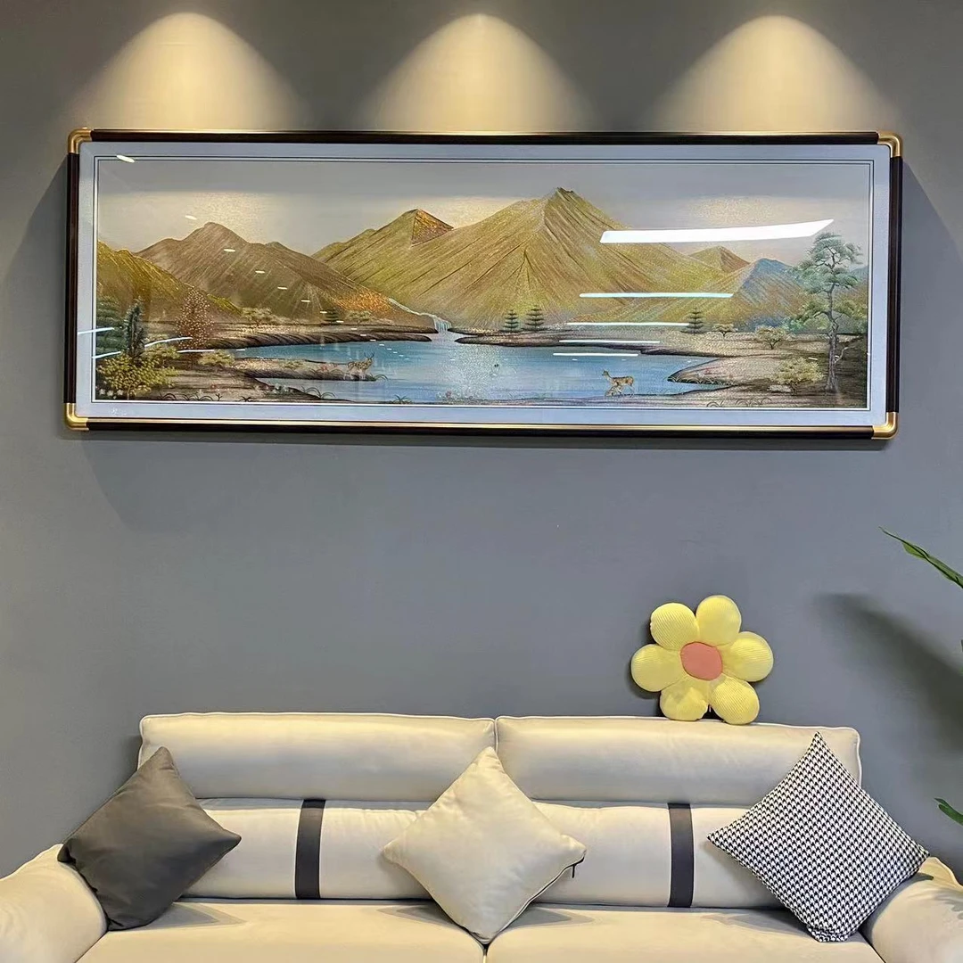 「金山聚宝盆」新款织锦绣客厅挂画沙发背景墙装饰画山水壁画