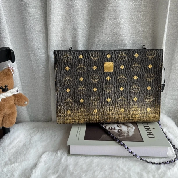 95新 MCM Mcm 鎏金色手拿包 可以改造