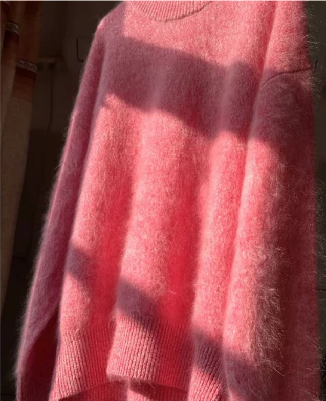 【100%纯羊绒】拉绒女士圆领气质洋气时尚长袖针织衫MC23001新