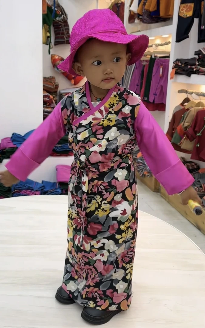 民族童装 宝宝藏袍碎花连衣裙民族风藏装女装时尚夏季儿童