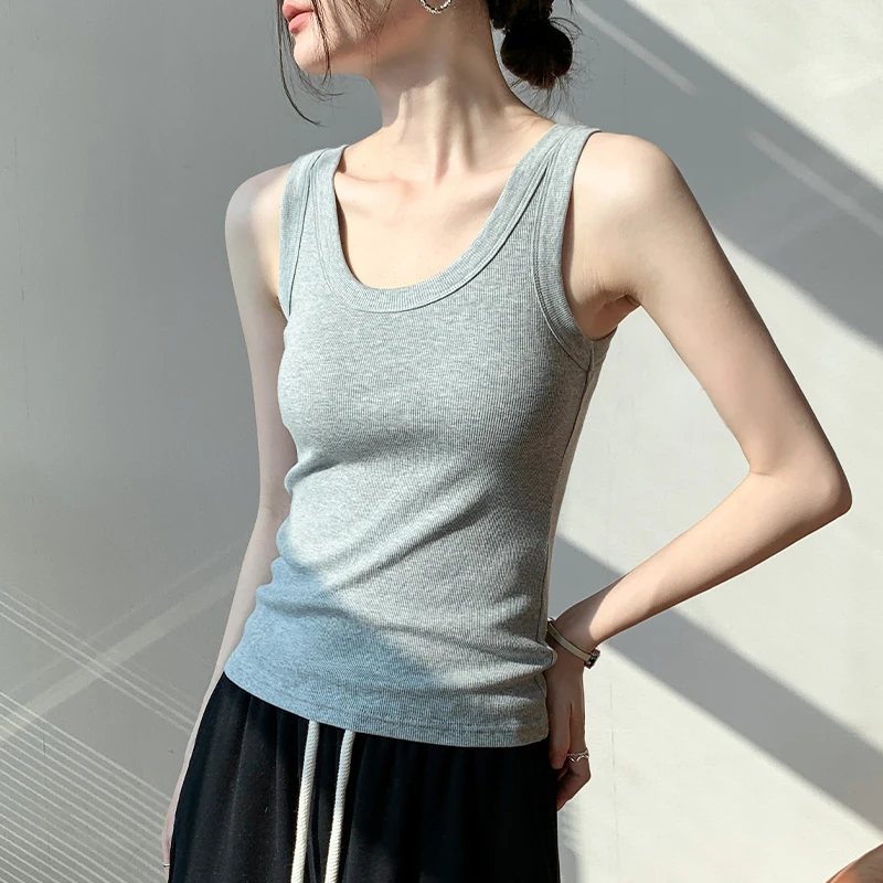 性感辣妹风吊带背心女2024春季新款纯色打底修身衬衫内搭无袖上衣