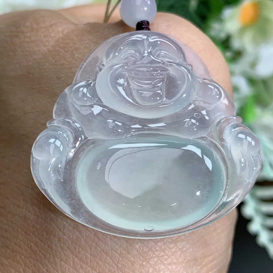 尺寸33.4×35.9×5.7缅甸天然翡翠A货老种正冰胶纯佛公吊坠