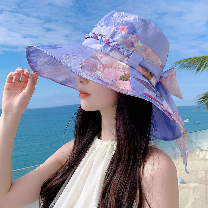 帽子女夏季大沿遮阳帽防晒防紫外线大帽檐太阳帽