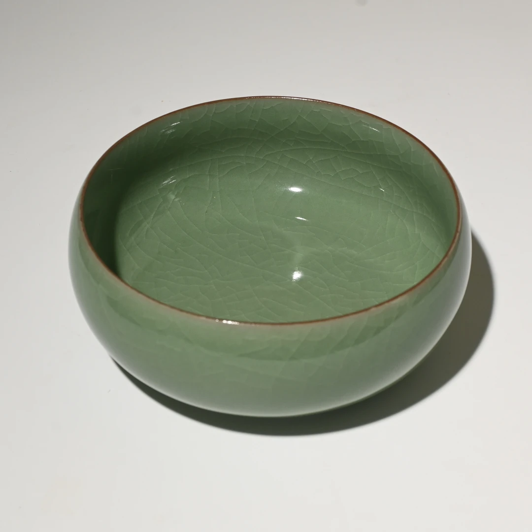 青瓷哥窑开片茶具大号耀州窑天青色小号茶洗家用纯手工陶瓷茶道