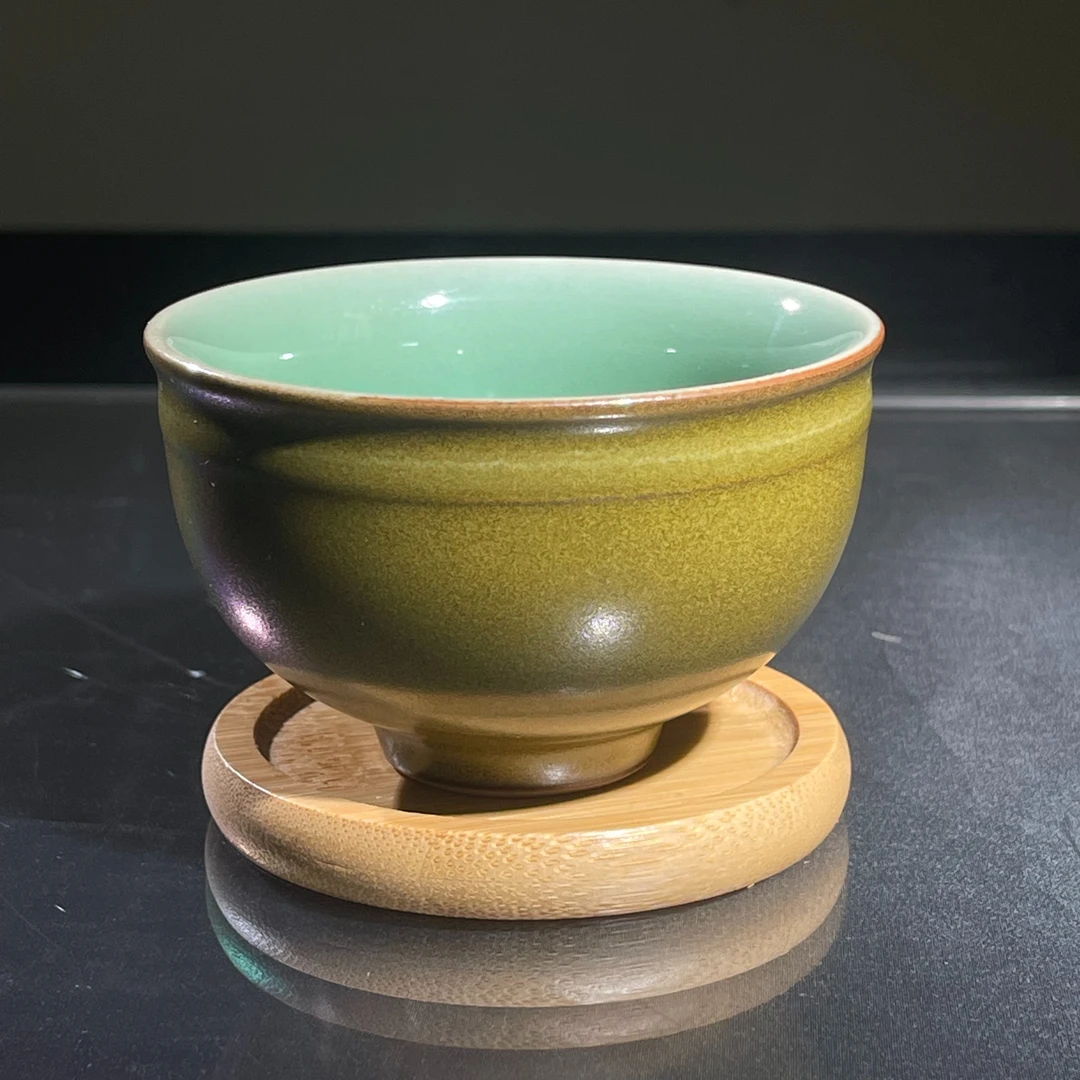 青瓷茶末釉双结合对杯主人杯束口杯品茗杯茶杯复古主人杯单杯