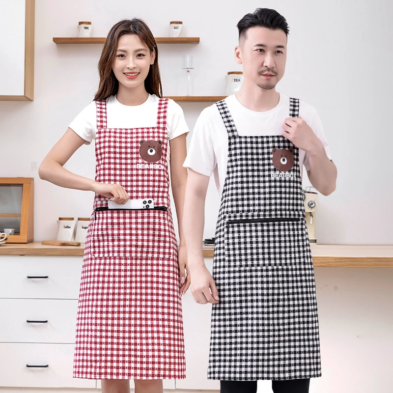 加厚棉布围裙厨房专用家用做饭防油纯棉背带围腰男女款上班工作服