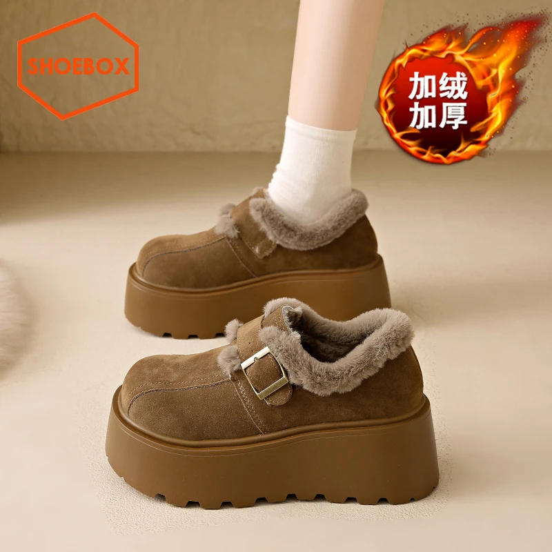 达芙妮旗下鞋柜松糕厚底增高雪地靴女2024冬季新款加绒加厚棉鞋女