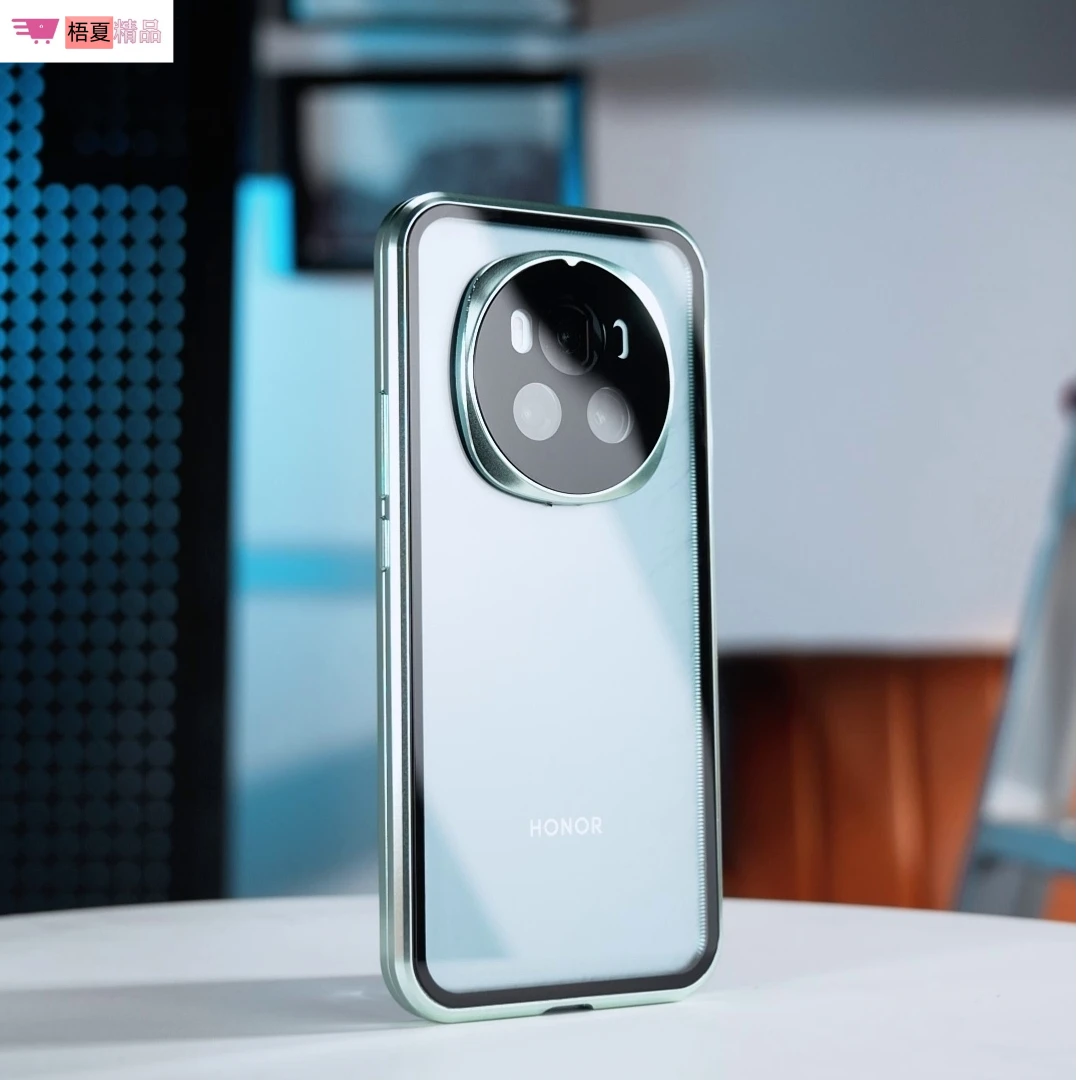 适用荣耀magic6手机壳6Pro至臻版双面玻璃全包防窥商务金色保护套