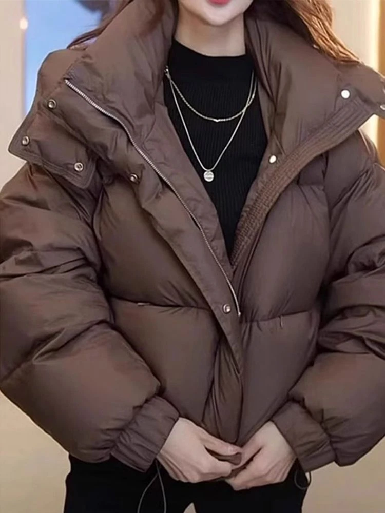 羽绒服面包服冬季新款爆款美拉德咖色高级感小个子连帽外套