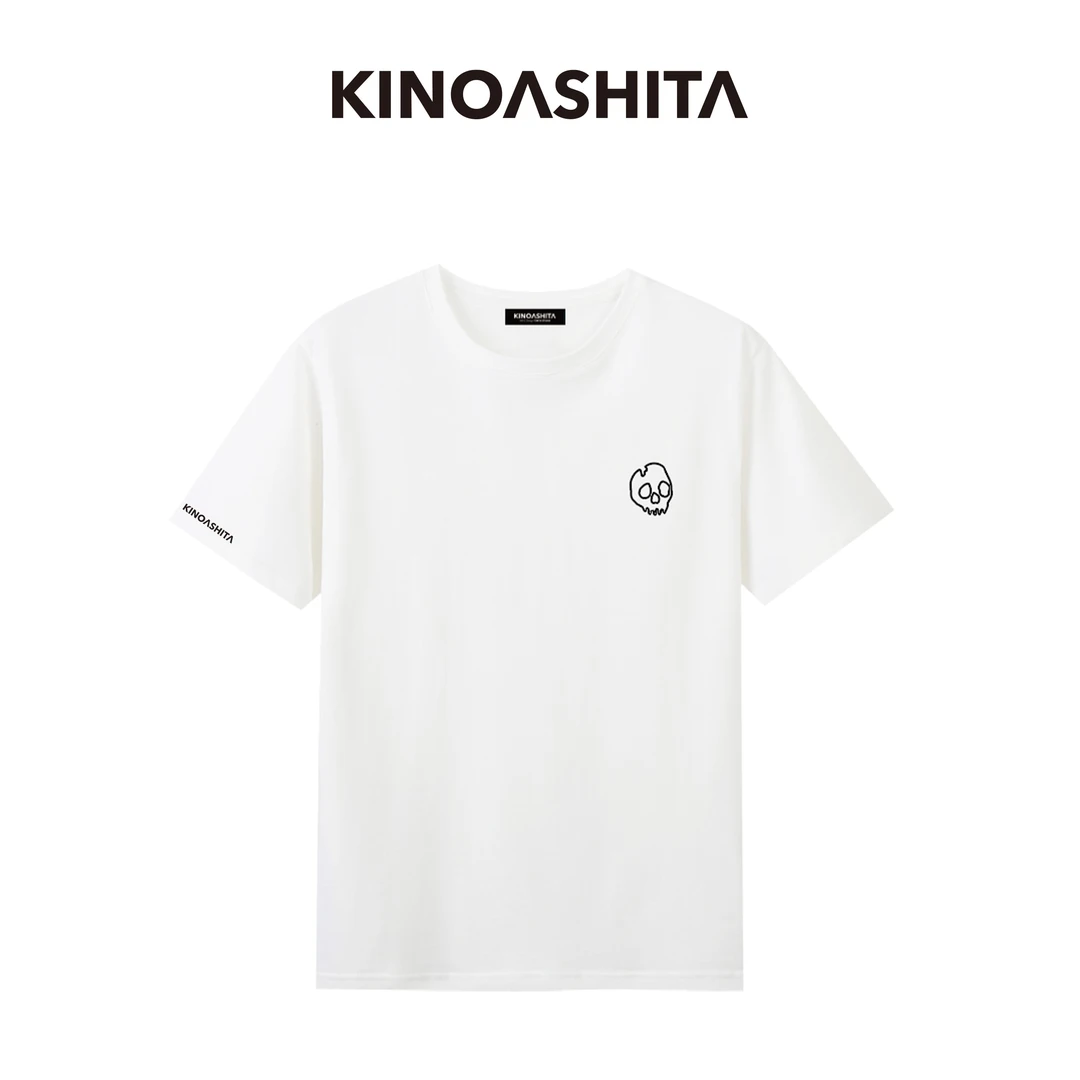 KINO&ASHITA 昨日明日 简约设计骷髅短袖上衣T恤高街潮牌印花T恤