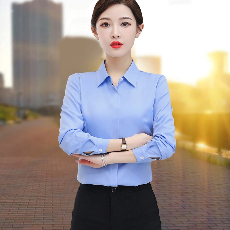 免烫衬衫女长袖职业2025春秋新款韩版修身工作服正装上衣女士上衣