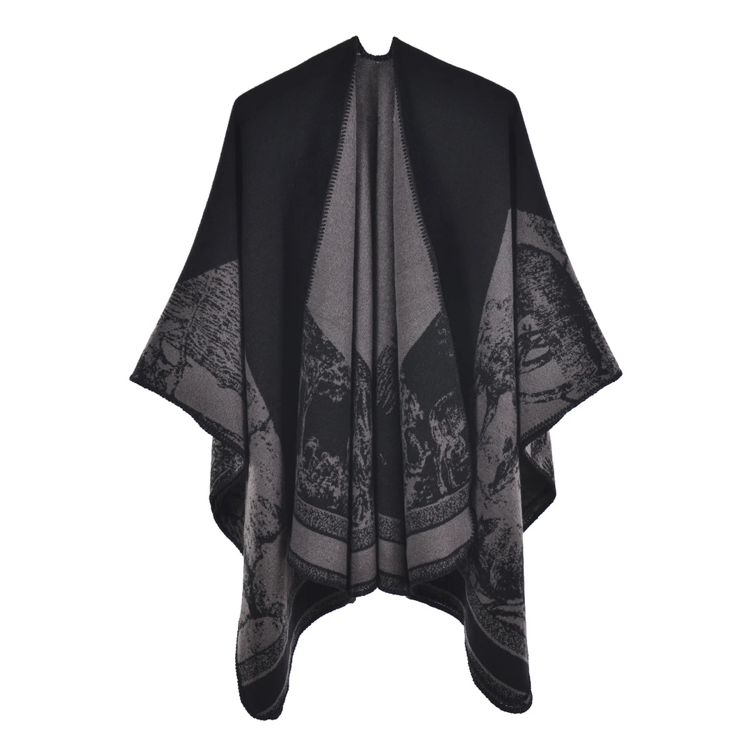 现货简约高级感大披肩草原云南民族风披肩斗篷外搭披风仿羊绒围巾