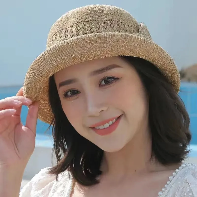 太阳帽女防晒夏季遮阳帽女士帽子2022草帽洋气时尚夏天薄款渔夫帽