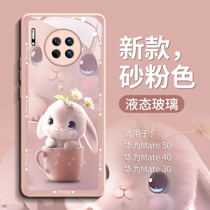 盆栽花兔适用华为mate30pro手机壳mate30ePro女新款mt30pro+玻璃