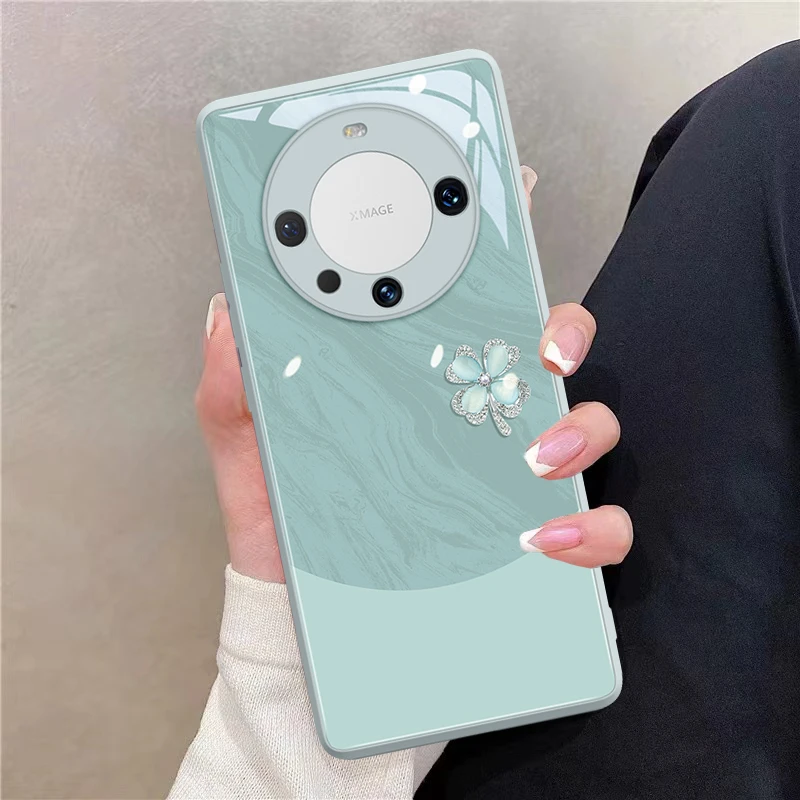 四叶草适用华为mate60pro手机壳色彩拼接网红潮牌创意个性彩绘ins