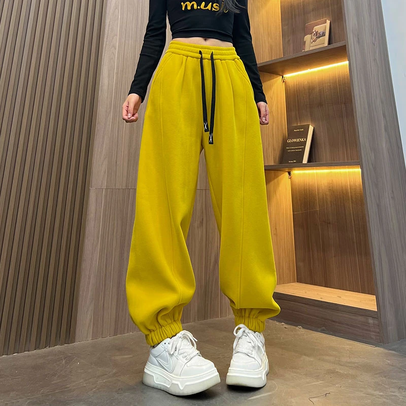 加绒女秋冬2025新款休闲哈伦裤宽松慵懒风萝卜裤大码束脚卫裤香蕉