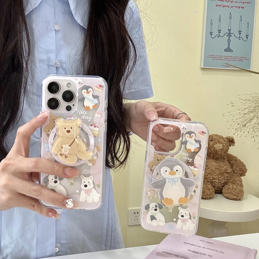 磁吸jellycat企鹅小熊适用苹果15promax手机壳14pro/13/12防摔ins