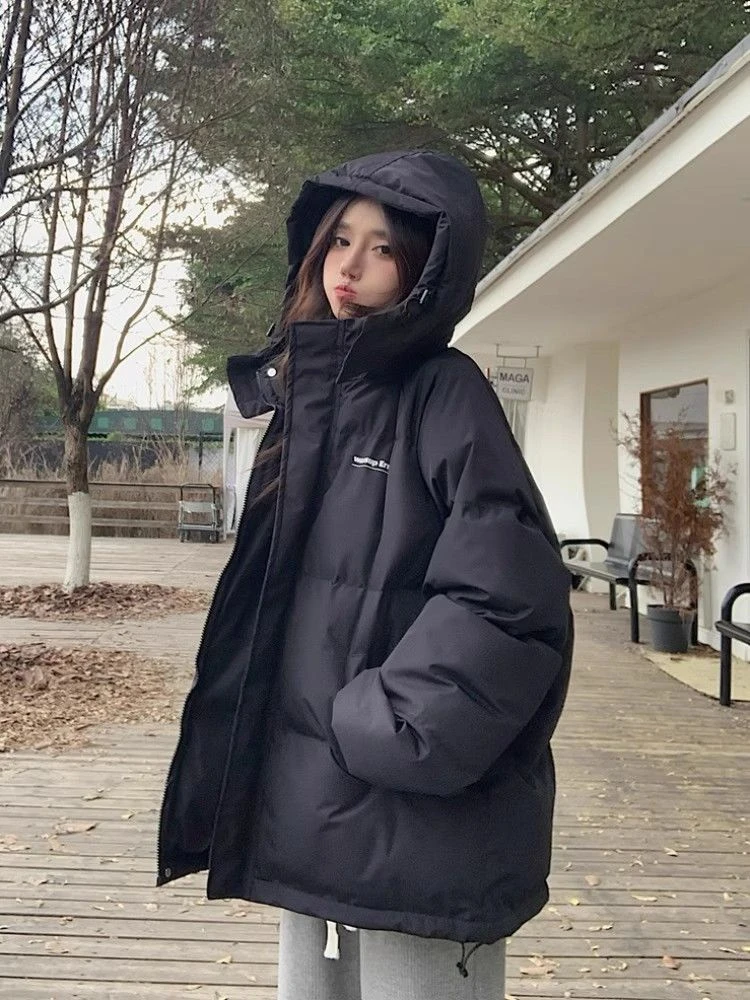 雅鹿【年终大促】羽绒服断码特价羽绒衣帽子可拆卸黑色羽绒服服女