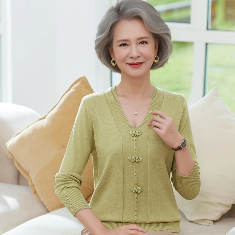 纪芳华秋季洋气中年打底衫毛衫中年女冬老年女装妈妈装中老年中年