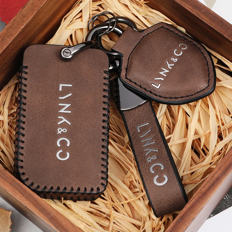 【19号】领克真皮汽车钥匙保护套头层牛皮手工制作高档遥控钥匙扣