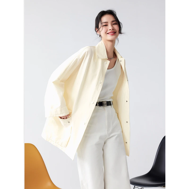 初棉【女王节专享】休闲肌理感挺括复古大口袋工装外套352607012