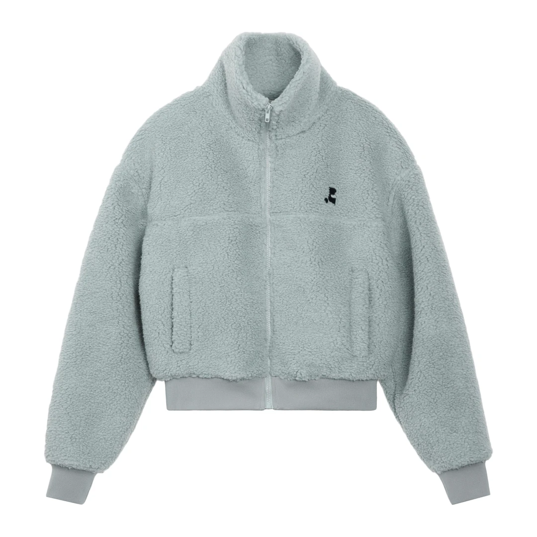 rest and recreation 立领拉链羊羔绒外套女宽松RR保暖短款夹克